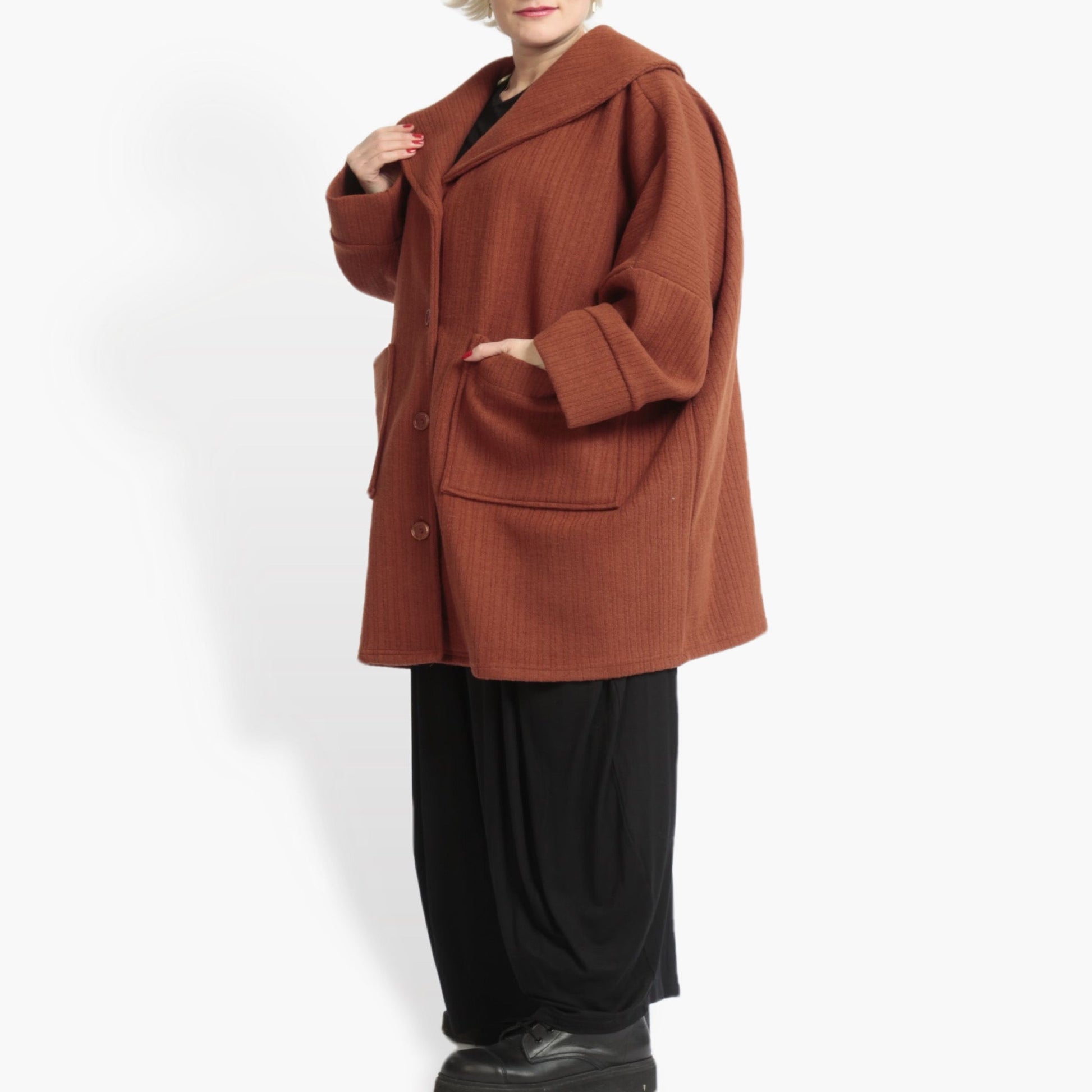  Jacke von AKH Fashion aus Materialmix in gerader Form, 0972.06659, Terracotta, Ausgefallen