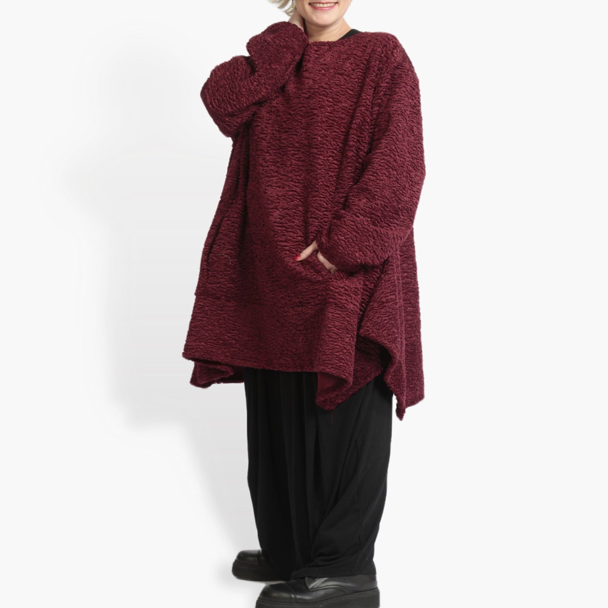  A-Form Shirt in elegantem Burgundy – kuschelig und warm für Herbst und Winter im Oversize-Schnitt