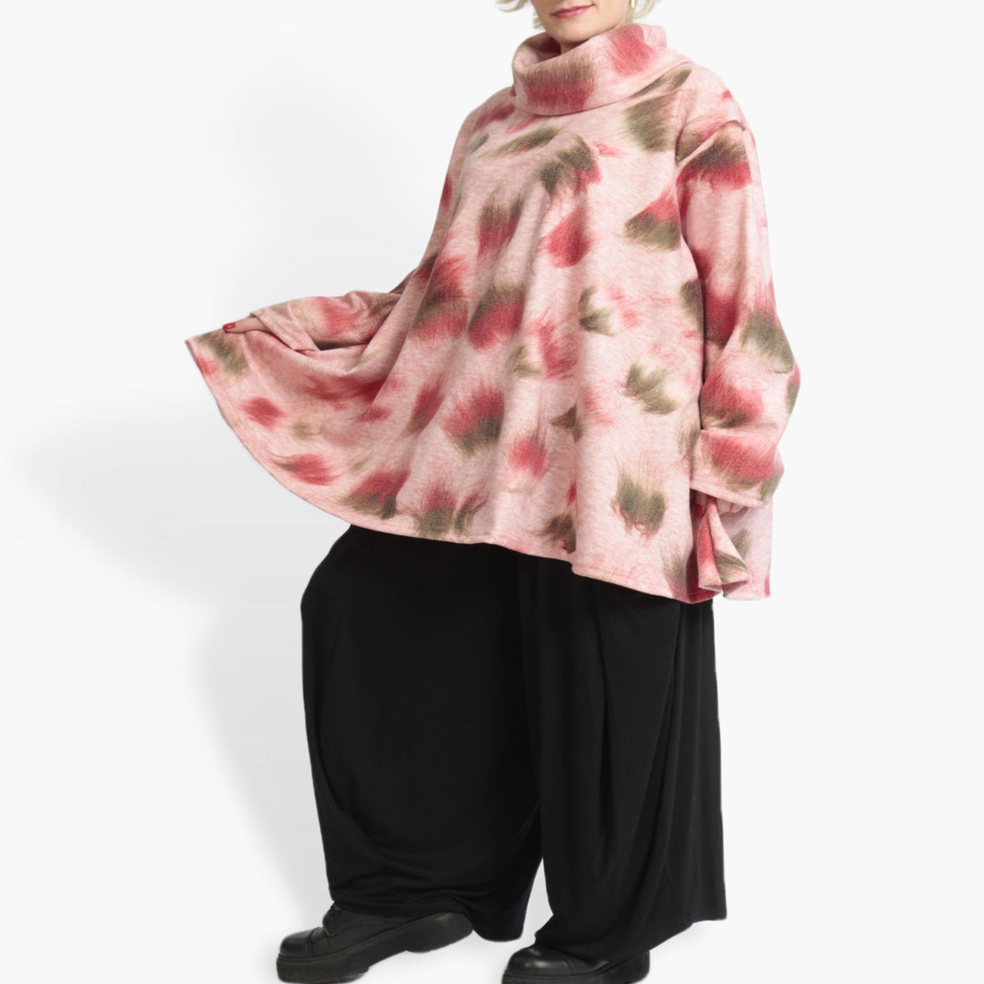  A-Form Bigshirt von AKH Fashion aus Materialmix, 0980.00593, Pink-Multi, Unifarben, Schick